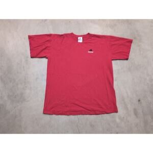 VTG Adidas Shirt Mens L Red Short Sleeve USA Made Logo Embroidered Boxy